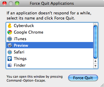 mac shortcut to force quit application