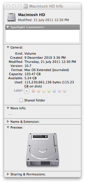 Accessing the Mac Disk Usage Summary